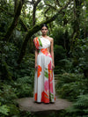 Hibiscus Printed One Shoulder Maxi Dress