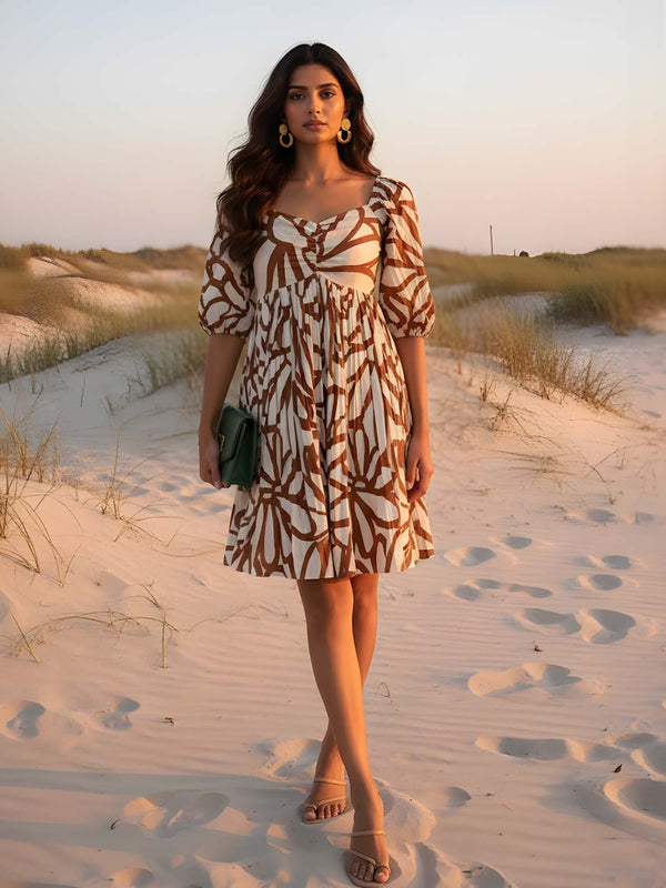 Outline Printed Mini Dress