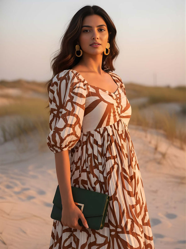 Outline Printed Mini Dress