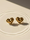 Gold Embossed Heart Studs