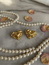 Gold Embossed Heart Studs