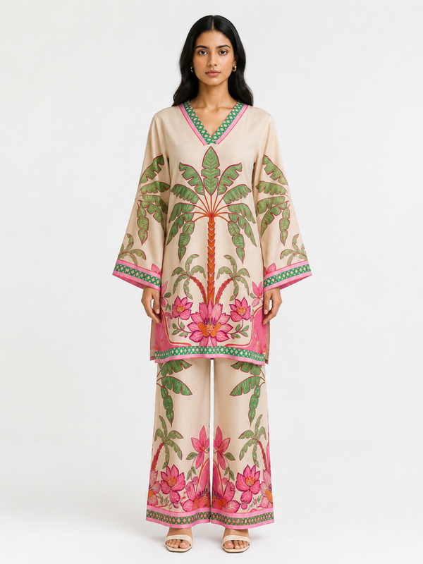 Palm Printed Kurta