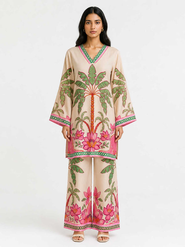 Palm Printed Kurta