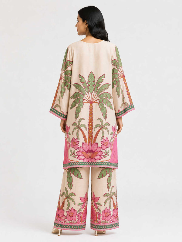 Palm Printed Kurta Set (Set of 2)