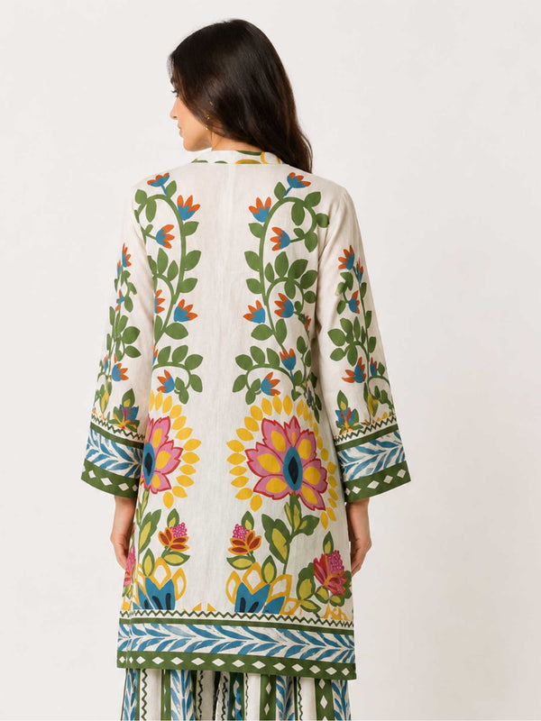 Vine Floral Printed Kurta Set (Set of 2)
