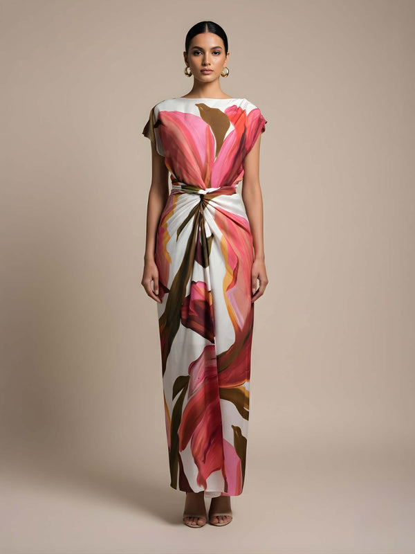 Rosa Printed Wrap Skirt Dress