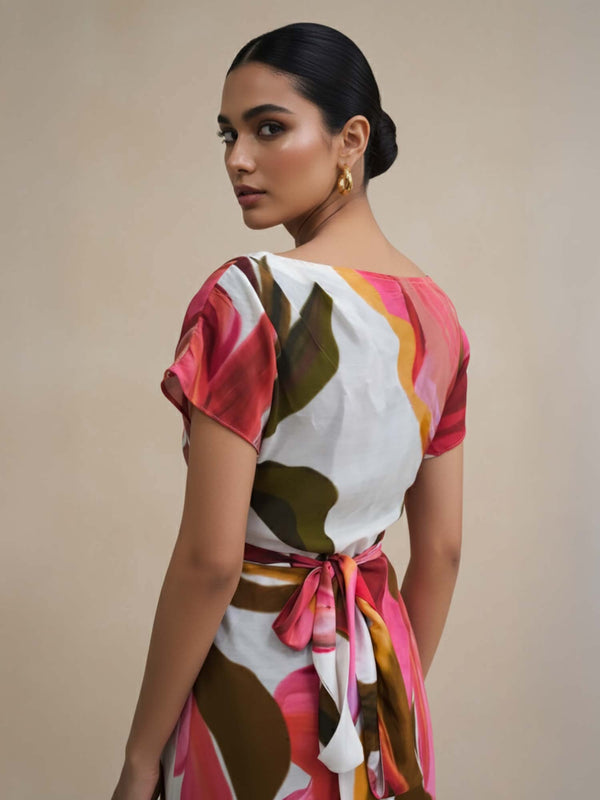 Rosa Printed Wrap Skirt Dress
