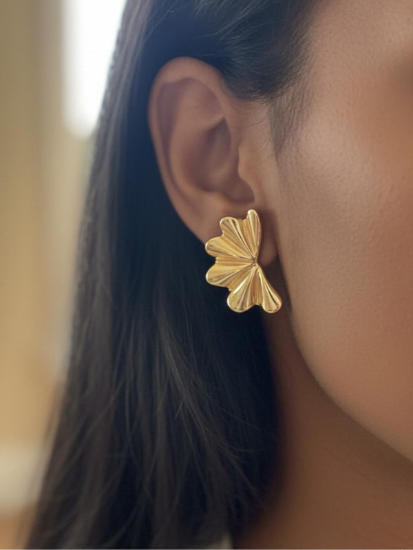 Gold Half -Flower Earrings