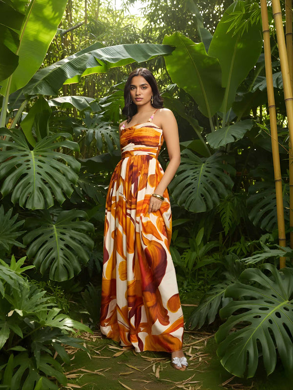 Fall Printed Strappy Dress