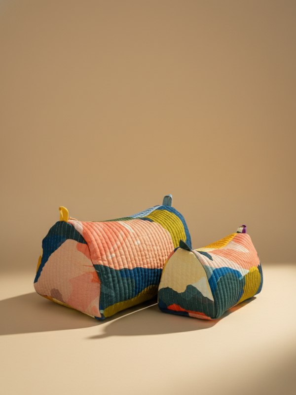 Nova printed cotton quilted pouch
