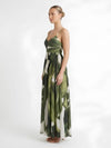 Jade Printed V Neck Pleated Dress
