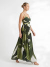 Jade Printed V Neck Pleated Dress