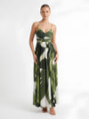 Jade Printed V Neck Pleated Dress