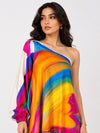 Rainbow Printed Cowl Dress