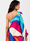 Rainbow Printed Cowl Dress