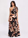 Swirl Printed One Shoulder Dress