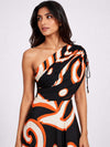 Swirl Printed One Shoulder Dress