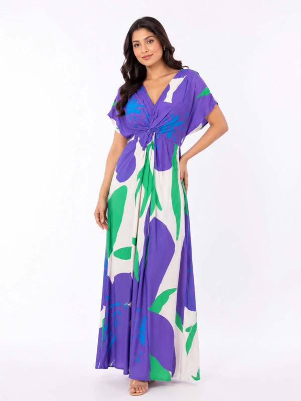 Aster Printed V-Neck Dress