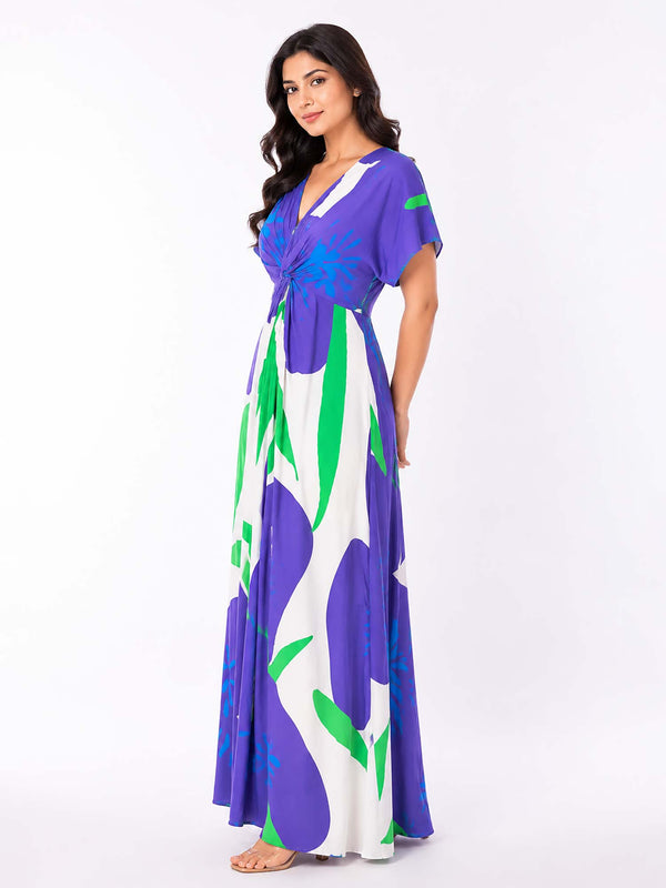 Aster Printed V-Neck Dress