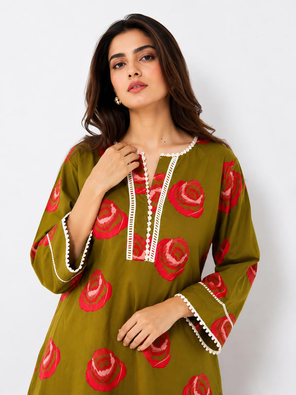 Wild RosePrinted Kurta Set (Set of 2)