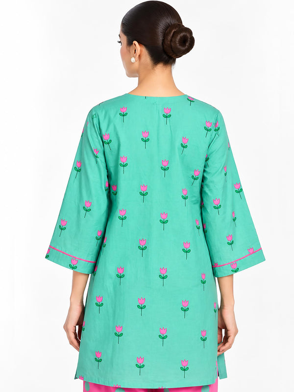 Mint Printed Salwar Set (Set of 2)