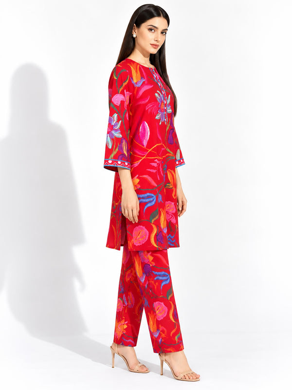Crimson Printed Salwar Set (Set of 2)