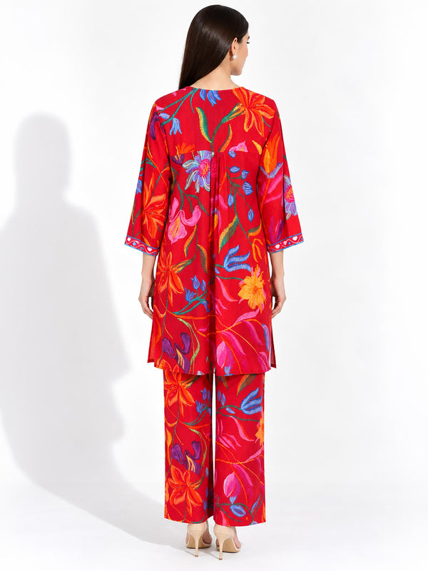 Crimson Printed Salwar Set (Set of 2)