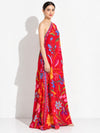 Crimson Printed Kaftan Dress
