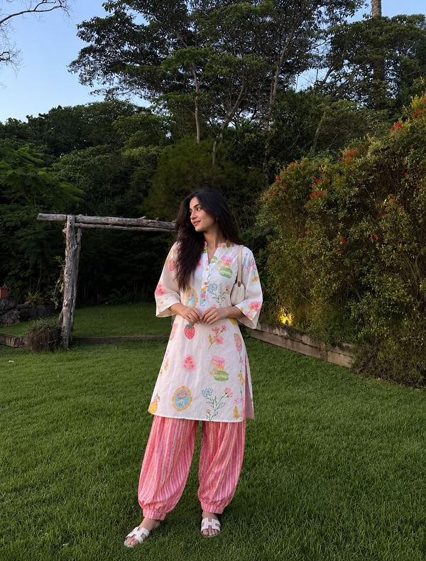Doodle Printed Kurta Set (Set of 2)