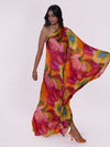 One-shoulder stylish kaftan dress in Bemberg silk