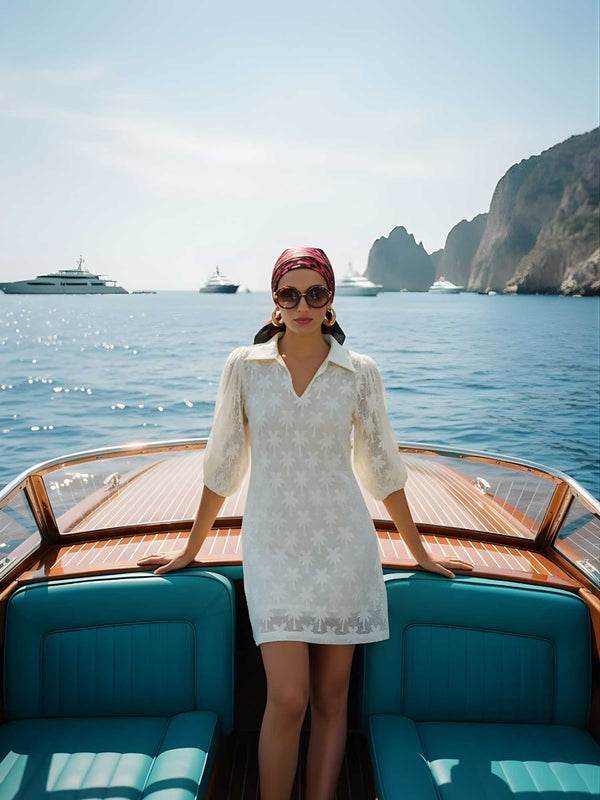 Palm Crochet Mini Dress