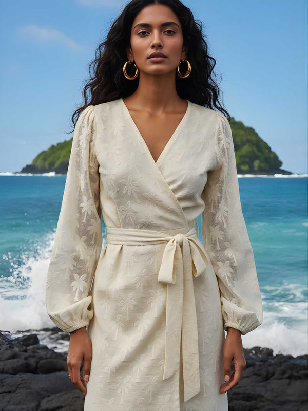 Palm Crochet Wrap Dress