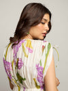 Lilac Printed Gathered Maxi Dress