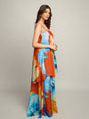 Azure Printed Flowy Maxi Dress