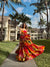 Cerise Printed Ruffled Maxi Dress