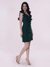 Green Poplin Ruffled Mini Dress