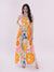 Front view of Berry Printed Strappy Dress