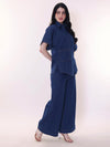 Women wearing Blue Solid Denim Co-ord Set