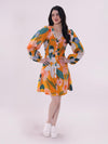 Full balloon sleeve dress with elastic waist