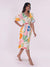 Berry Printed V Neck Dress with elastic waist