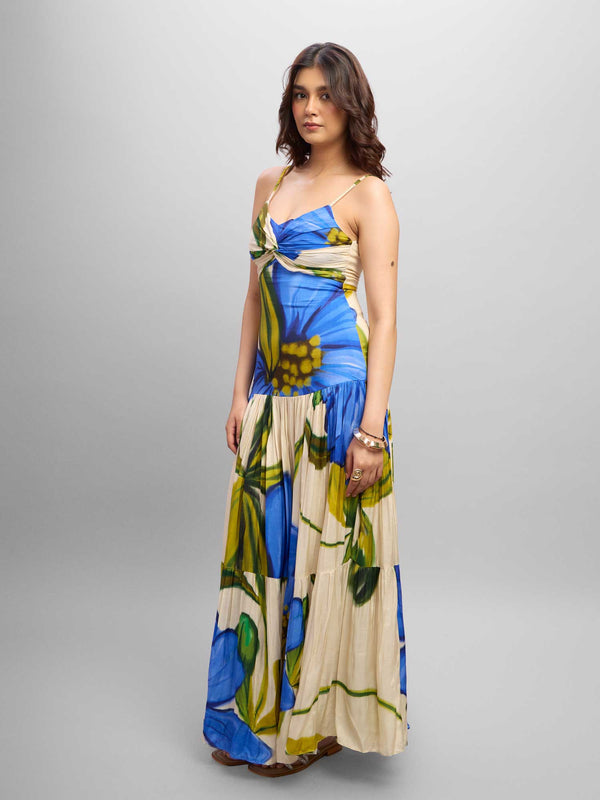 Cobalt Printed Maxi Dress