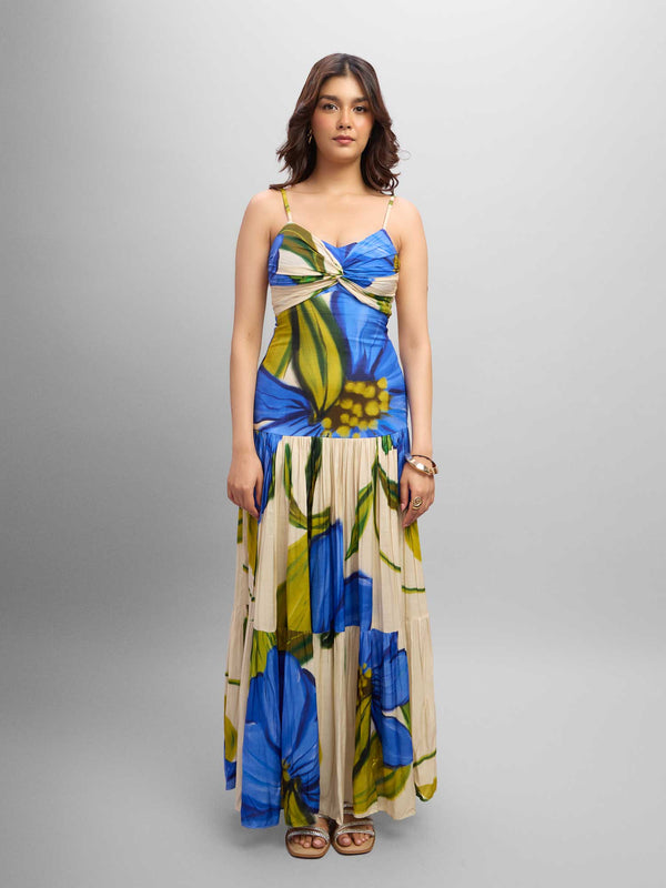 Cobalt Printed Maxi Dress