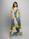Cobalt Printed V-Neck Maxi Dress