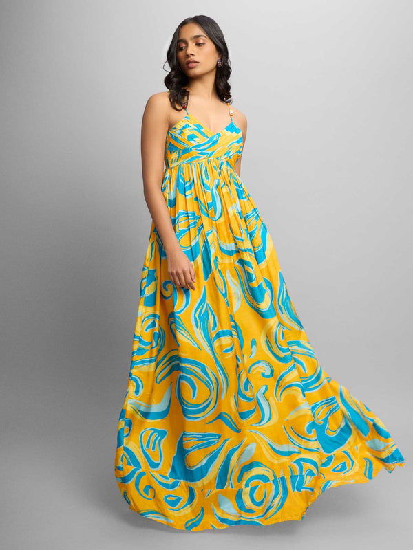 Ripple Printed Maxi Dress