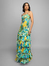 Mint Printed Ruffled Maxi Dress