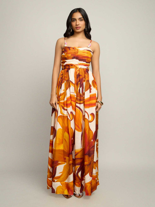Fall Printed Strappy Dress