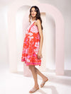 Monstera Printed Loose Fit Mini Dress