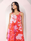 Monstera Printed Loose Fit Mini Dress