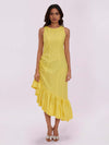 Yellow Ruched Sleeveless Dress