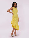 Yellow Ruched Sleeveless Dress